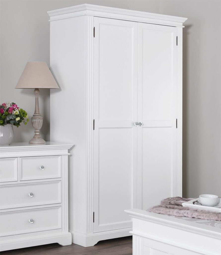 Gainsborough White 2 Door Double Freestanding Wardrobe with Crystal ...