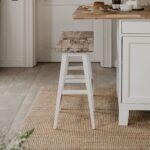 White Wooden Barstool with acacia seat