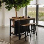 Navy Blue Breakfast Bar with acacia top