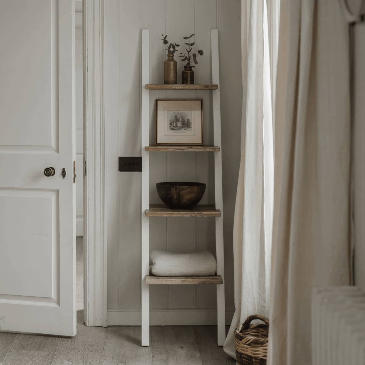 Florence Ladder Shelving Front in White