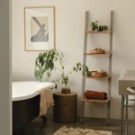 Country Style Dove Grey Ladder Shelving Unit