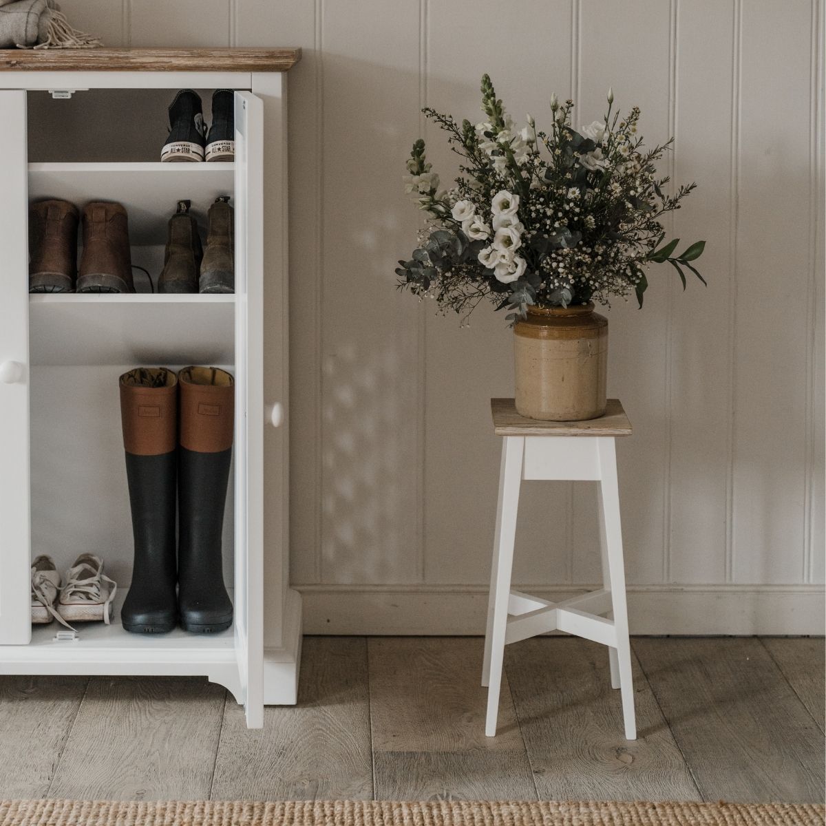 Florence Wooden Plant Stand - White | furniture.co.uk