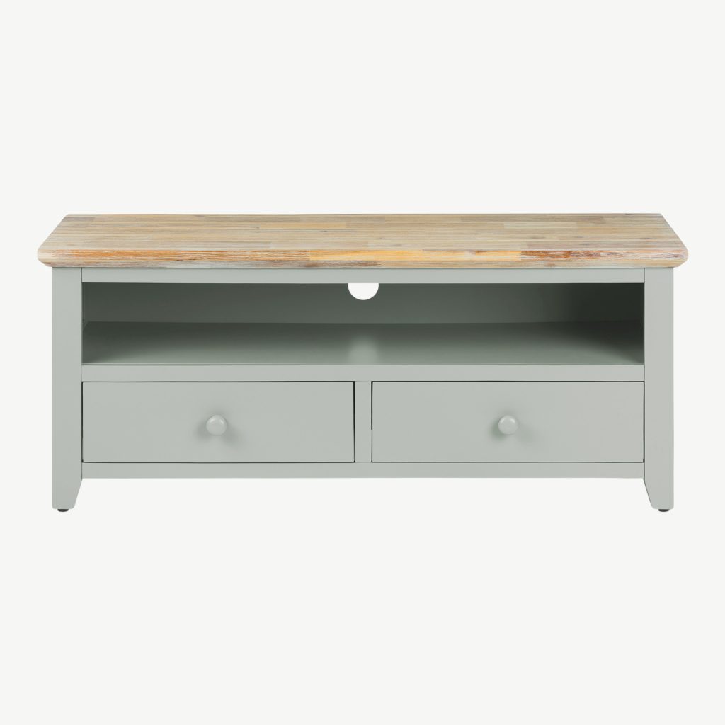 Florence Sage Green TV Stand and Unit with 2 Storage Drawers