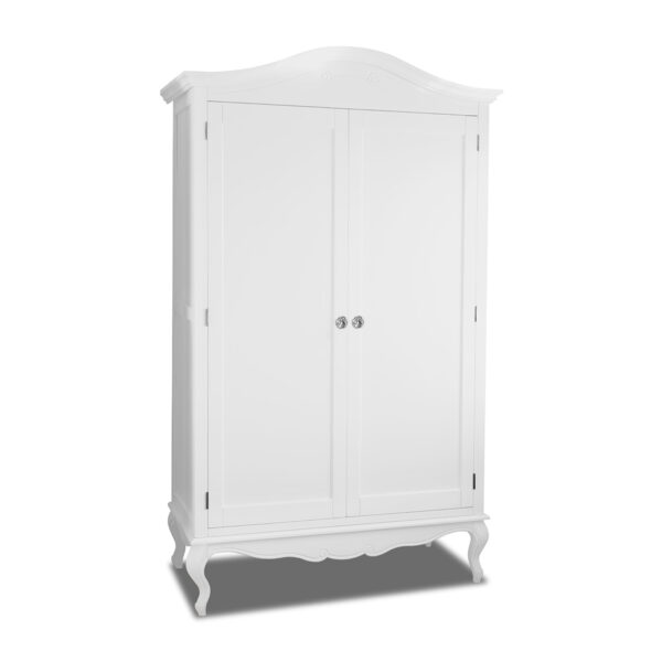 White Double Wardrobe with Crystal Handles
