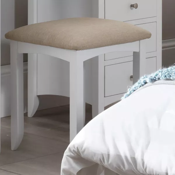 Edward Hopper white upholstered stool