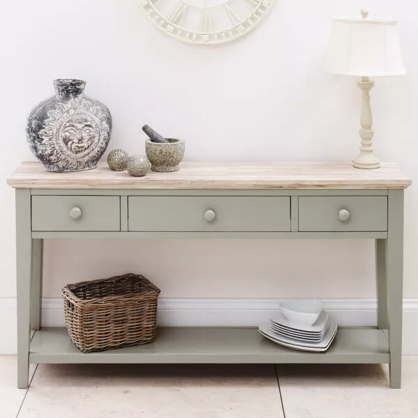 florence sage green console table