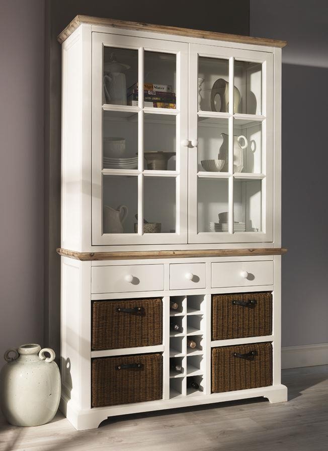 Florence White Display Cabinet with Wine Rack