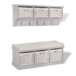 Tetbury large truffle hanging shelf and bench with 3 white baskets