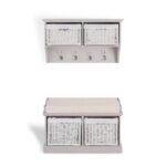 Tetbury truffle coat rack and bench with 2 white baskets
