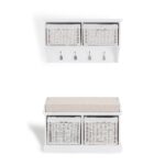 Tetbury white bench and hanging shelf with white baskets