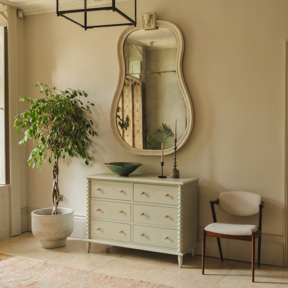 Bobbin Furniture in natural lighting with indoor tree
