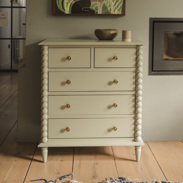 Cromwell 2 Over 3 Chest of Drawers in Pale Olive