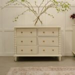 Bobbin Style 6 drawer chest of drawers in a painted cream finish